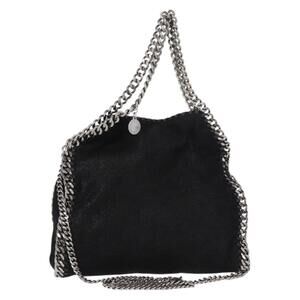 Stella MacCartney Chain Falabella Bag Polyester Black Silver 371223 Auth BA7551